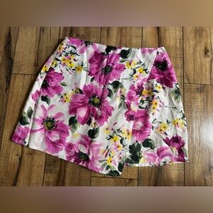 Abercrombie & Fitch Floral Pink and Yellow Mini Skort Small